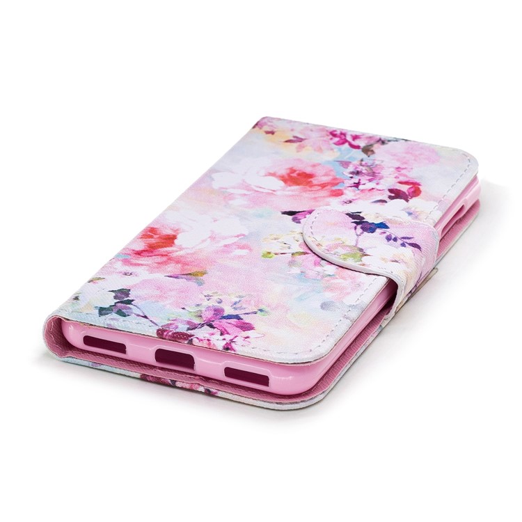 Pattern Printing PU Leather Magnetic Wallet Stand Protective Flip Shell for Huawei Y6 (2017)/Y5 (2017) - Beautiful Flower-4
