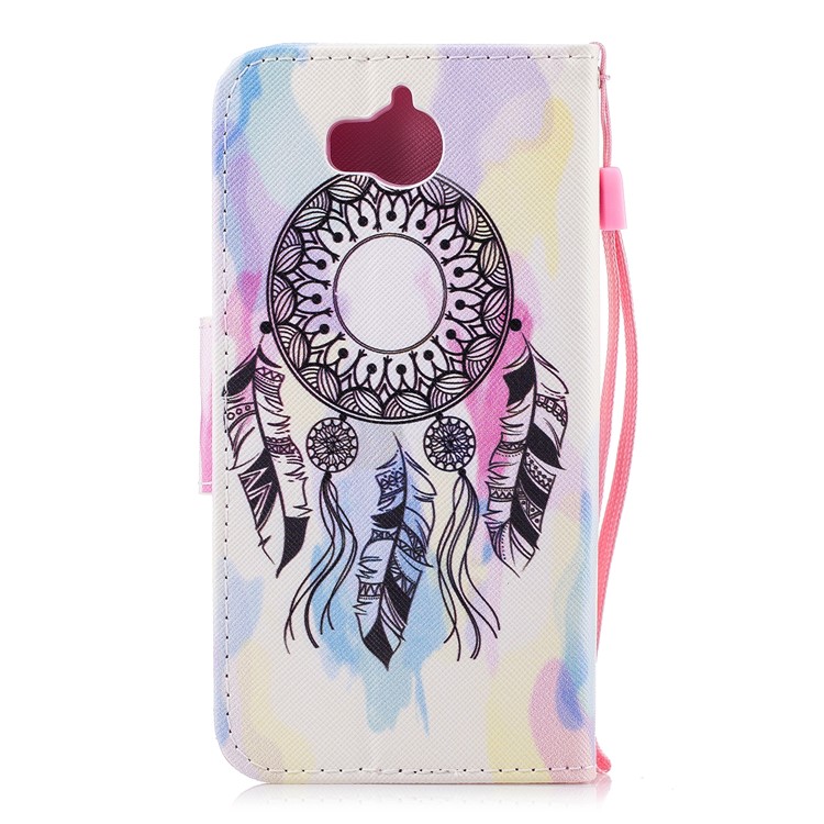 Pattern Printing PU Leather Magnetic Wallet Stand Protective Phone Shell for Huawei Y6 (2017)/Y5 (2017) - Dream Catcher-2