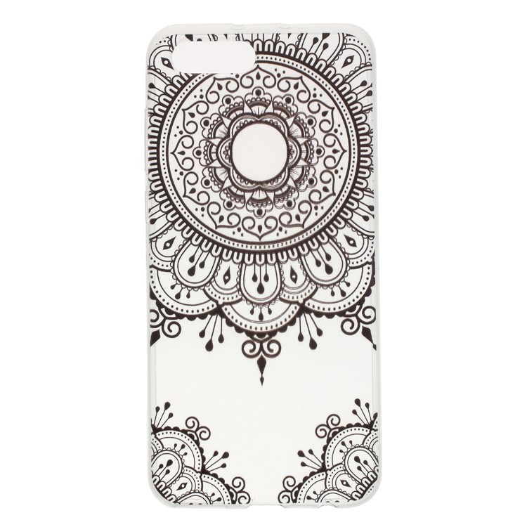Patterned TPU Soft Back Cover for Huawei Honor V10/View 10 - Black Flower-1