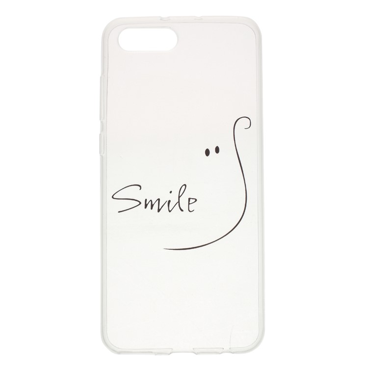 Patterned TPU Soft Back Casing for Huawei Honor V10/View 10 - Smile-1