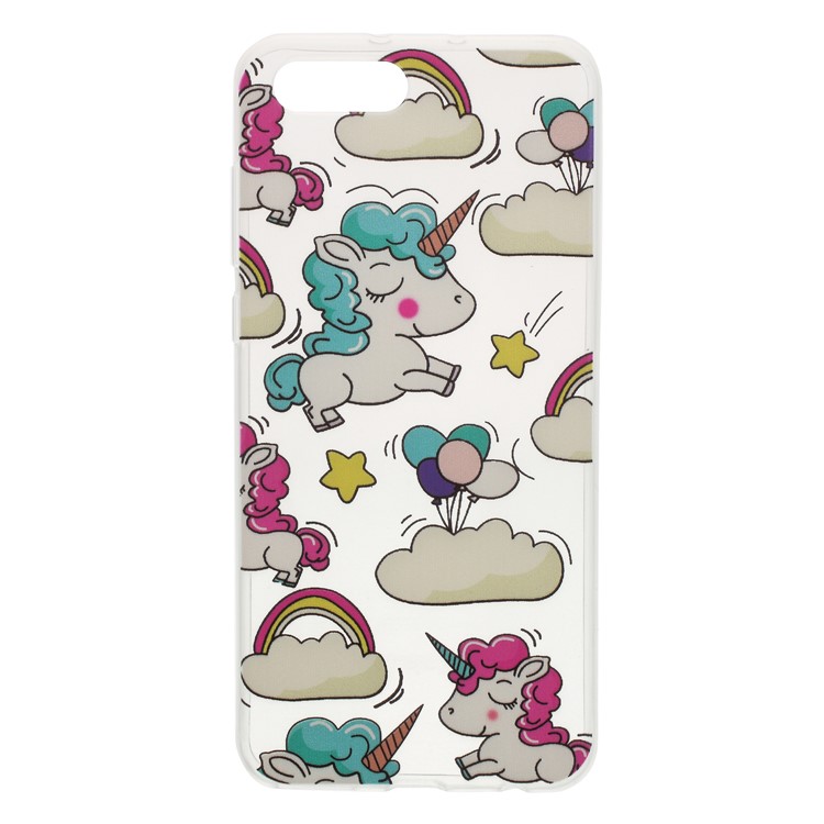 Patterned TPU Soft Cell Phone Case for Huawei Honor V10/View 10 - Shy Unicorn-1