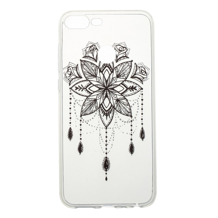 Pattern Printing Soft TPU Cover for Huawei Honor 9 Lite / 9 Youth Edition - Black Flower-1
