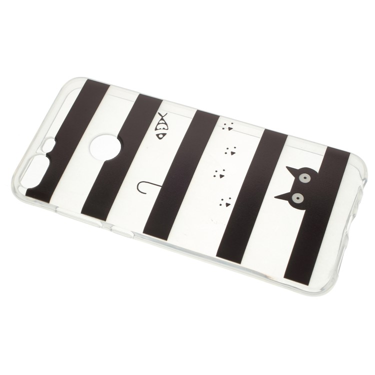 Pattern Printing Soft TPU Back Phone Case for Huawei Honor 9 Lite / 9 Youth Edition - Stripes and Cat-2