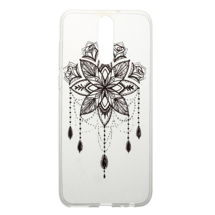 Pattern Printing Soft TPU Cell Phone Cover for Huawei Mate 10 Lite / nova 2i / Maimang 6 / Honor 9i (India) - Black Flower-1