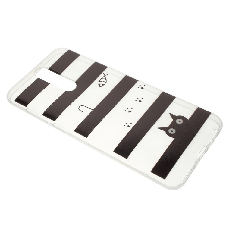 Pattern Printing TPU Gel Phone Shell for Huawei Mate 10 Lite / nova 2i / Maimang 6 / Honor 9i (India) - Stripes and Cat-2