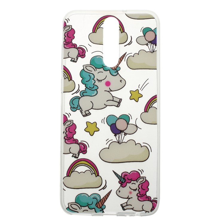 Pattern Printing Soft TPU Case Accessories Mobile for Huawei Mate 10 Lite / nova 2i / Maimang 6 / Honor 9i (India) - Cloud and Unicorns-1