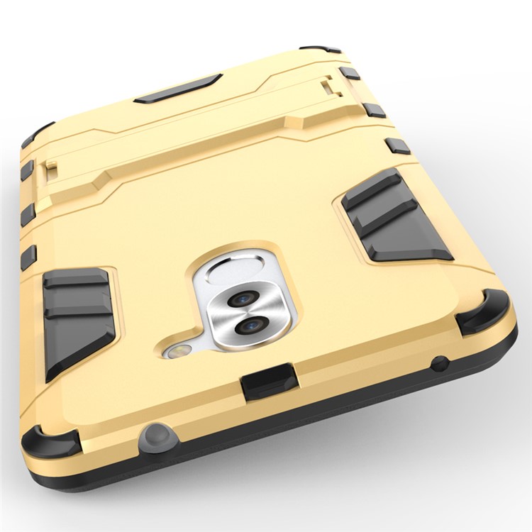 50Pcs/Set Cool Guard Plastic + TPU Kickstand Mobile Case for Huawei Honor 6x (2016)/Mate 9 Lite/GR5 2017 - Gold-10