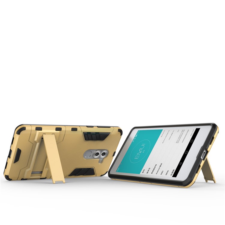 50Pcs/Set Cool Guard Plastic + TPU Kickstand Mobile Case for Huawei Honor 6x (2016)/Mate 9 Lite/GR5 2017 - Gold-6