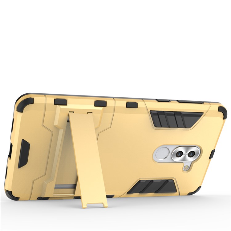 50Pcs/Set Cool Guard Plastic + TPU Kickstand Mobile Case for Huawei Honor 6x (2016)/Mate 9 Lite/GR5 2017 - Gold-7