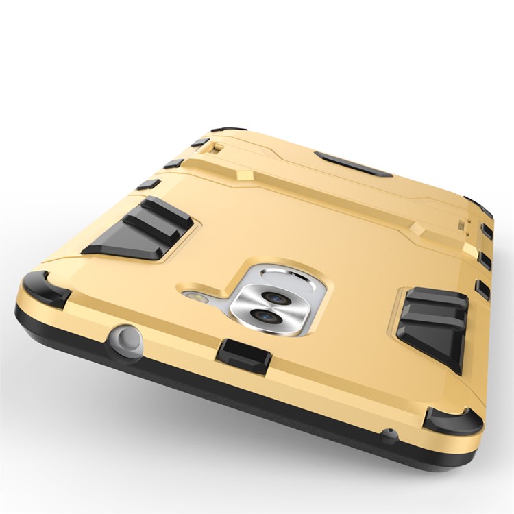 50Pcs/Set Cool Guard Plastic + TPU Kickstand Mobile Case for Huawei Honor 6x (2016)/Mate 9 Lite/GR5 2017 - Gold-9