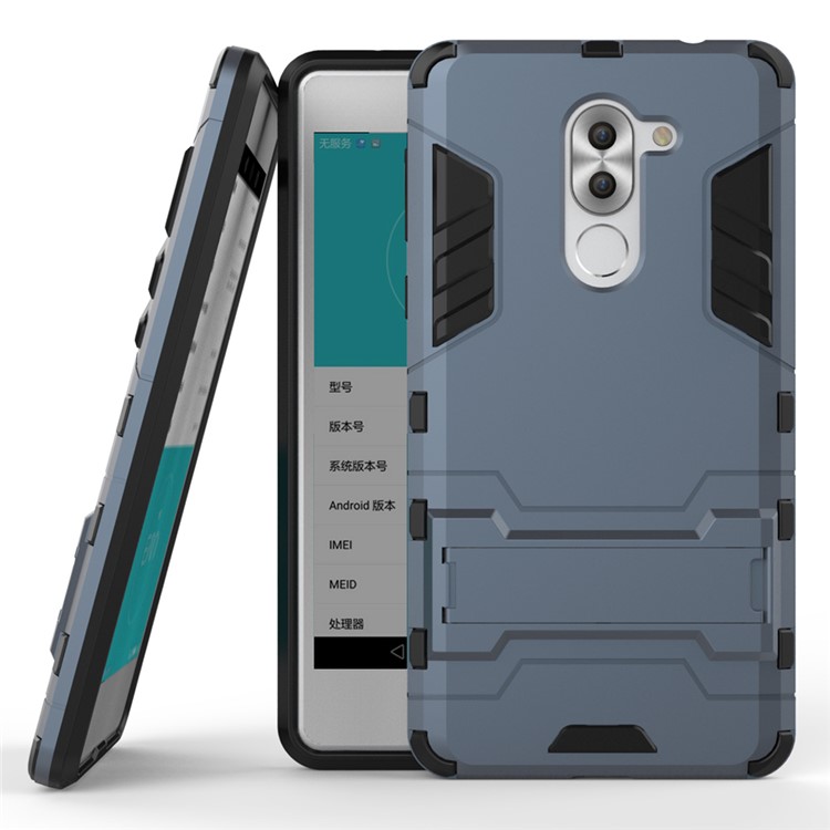 50Pcs/Set Cool Guard Plastic + TPU Kickstand Case Cover for Huawei Honor 6x (2016)/Mate 9 Lite/GR5 2017 - Dark Blue-3