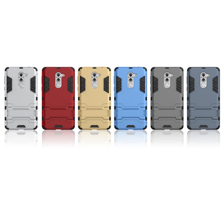 50Pcs/Set Cool Guard Plastic + TPU Kickstand Case Cover for Huawei Honor 6x (2016)/Mate 9 Lite/GR5 2017 - Dark Blue-4