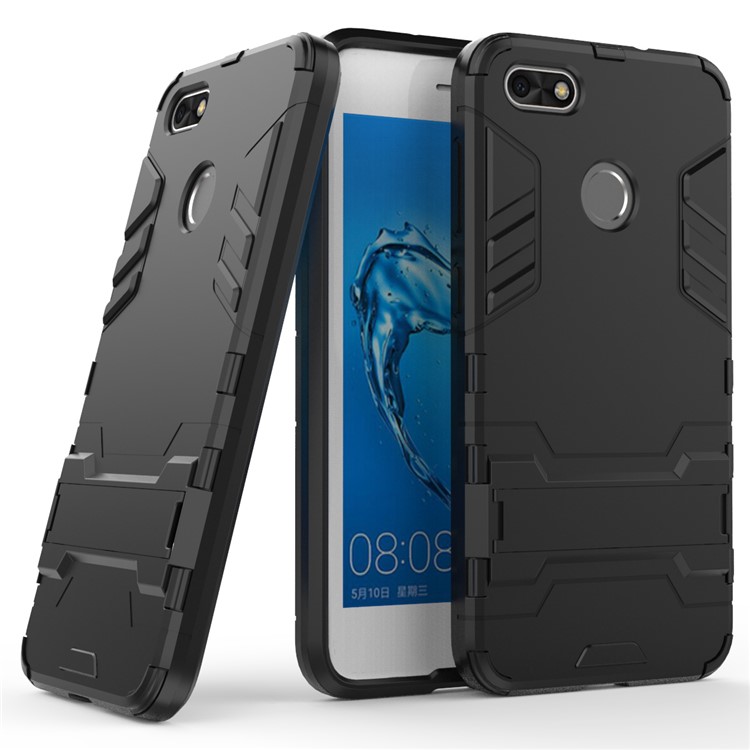 50Pcs/Set Cool Plastic TPU Hybrid Case with Kickstand for Huawei P9 lite mini / Enjoy 7 / Y6 Pro (2017) - Black-2