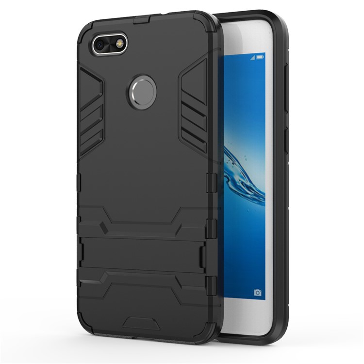 50Pcs/Set Cool Plastic TPU Hybrid Case with Kickstand for Huawei P9 lite mini / Enjoy 7 / Y6 Pro (2017) - Black-3