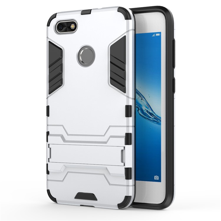 50Pcs/Set Cool Plastic TPU Hybrid Cover with Kickstand for Huawei P9 lite mini / Enjoy 7 / Y6 Pro (2017) - Silver-3