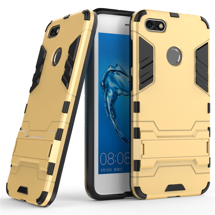 50Pcs/Set Cool Plastic TPU Kickstand Phone Cover for Huawei P9 lite mini / Enjoy 7 / Y6 Pro (2017) - Gold-2