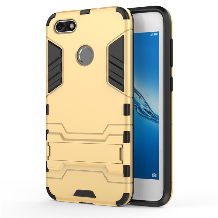 50Pcs/Set Cool Plastic TPU Kickstand Phone Cover for Huawei P9 lite mini / Enjoy 7 / Y6 Pro (2017) - Gold-3