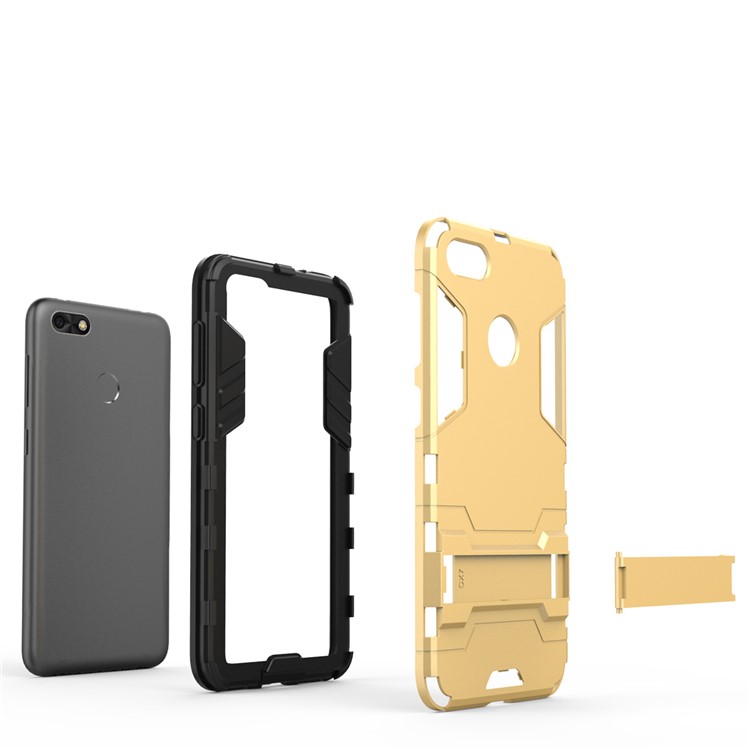 50Pcs/Set Cool Plastic TPU Kickstand Phone Cover for Huawei P9 lite mini / Enjoy 7 / Y6 Pro (2017) - Gold-4