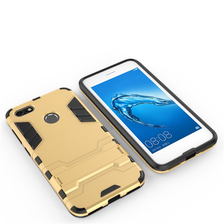 50Pcs/Set Cool Plastic TPU Kickstand Phone Cover for Huawei P9 lite mini / Enjoy 7 / Y6 Pro (2017) - Gold-6