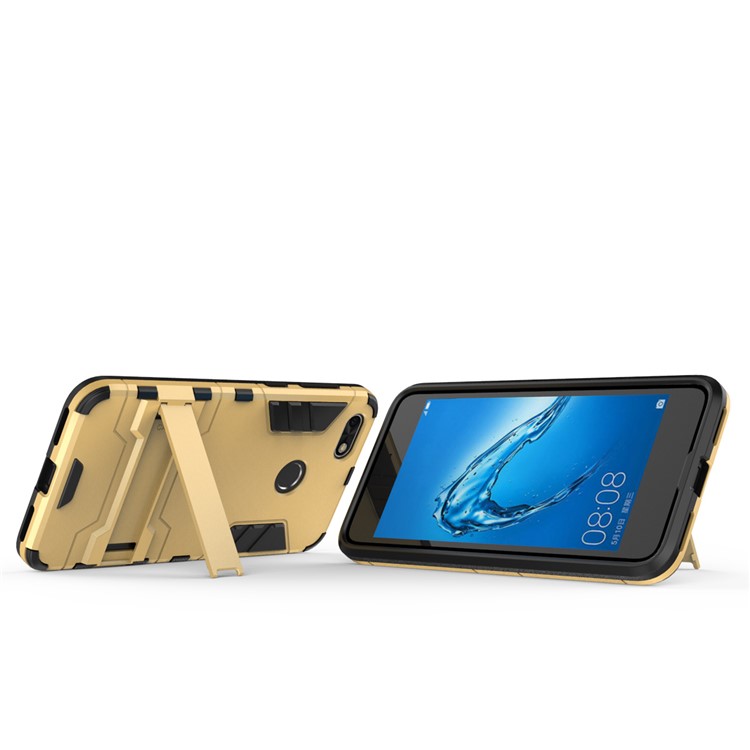 50Pcs/Set Cool Plastic TPU Kickstand Phone Cover for Huawei P9 lite mini / Enjoy 7 / Y6 Pro (2017) - Gold-7