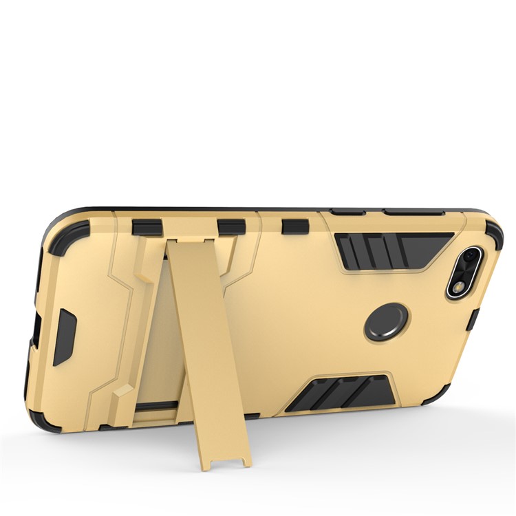 50Pcs/Set Cool Plastic TPU Kickstand Phone Cover for Huawei P9 lite mini / Enjoy 7 / Y6 Pro (2017) - Gold-8