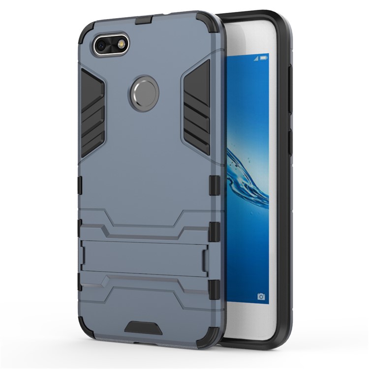 50Pcs/Set Cool Plastic TPU Mobile Casing with Kickstand for Huawei P9 lite mini / Enjoy 7 / Y6 Pro (2017) - Dark Blue-3