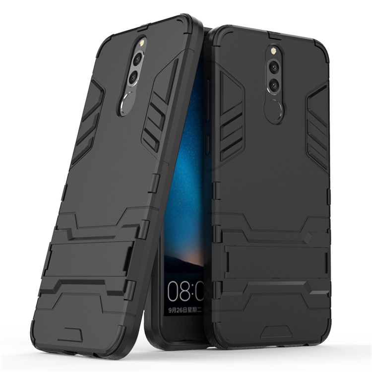 50Pcs Cool Guard Plastic TPU Hybrid Case with Kickstand for Huawei Mate 10 Lite / nova 2i / Maimang 6 / Honor 9i (India) - Black-2