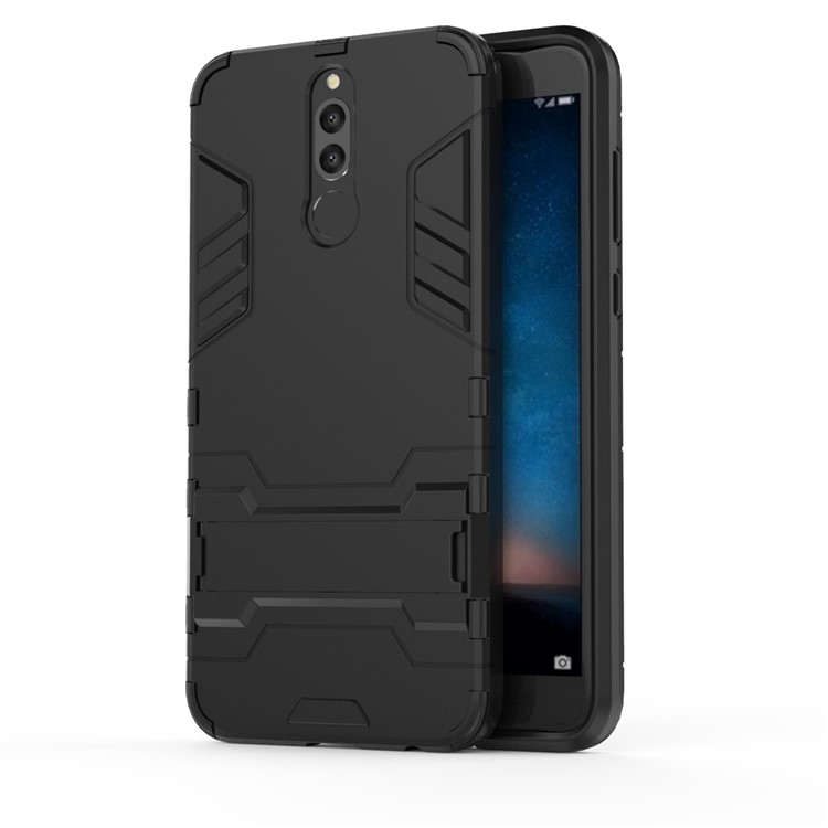 50Pcs Cool Guard Plastic TPU Hybrid Case with Kickstand for Huawei Mate 10 Lite / nova 2i / Maimang 6 / Honor 9i (India) - Black-3