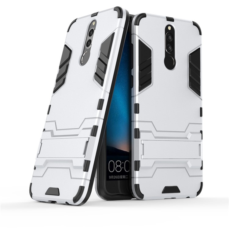 50Pcs Cool Guard Kickstand PC + TPU Hybrid Cover for Huawei Mate 10 Lite / nova 2i / Maimang 6 / Honor 9i (India) - Silver-2