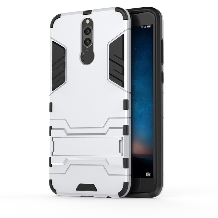 50Pcs Cool Guard Kickstand PC + TPU Hybrid Cover for Huawei Mate 10 Lite / nova 2i / Maimang 6 / Honor 9i (India) - Silver-3