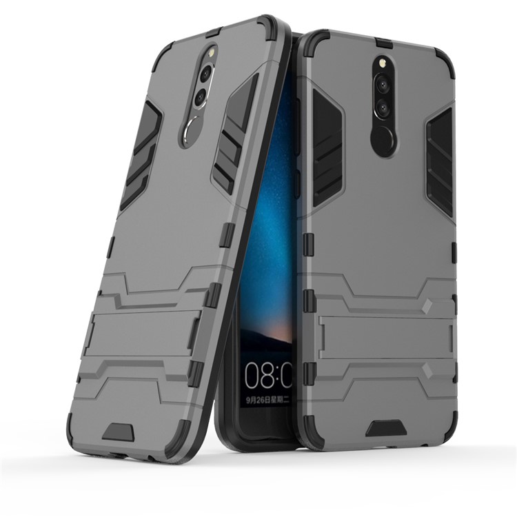 50Pcs Cool Guard Kickstand PC + TPU Hybrid Shell for Huawei Mate 10 Lite / nova 2i / Maimang 6 / Honor 9i (India) - Grey-2