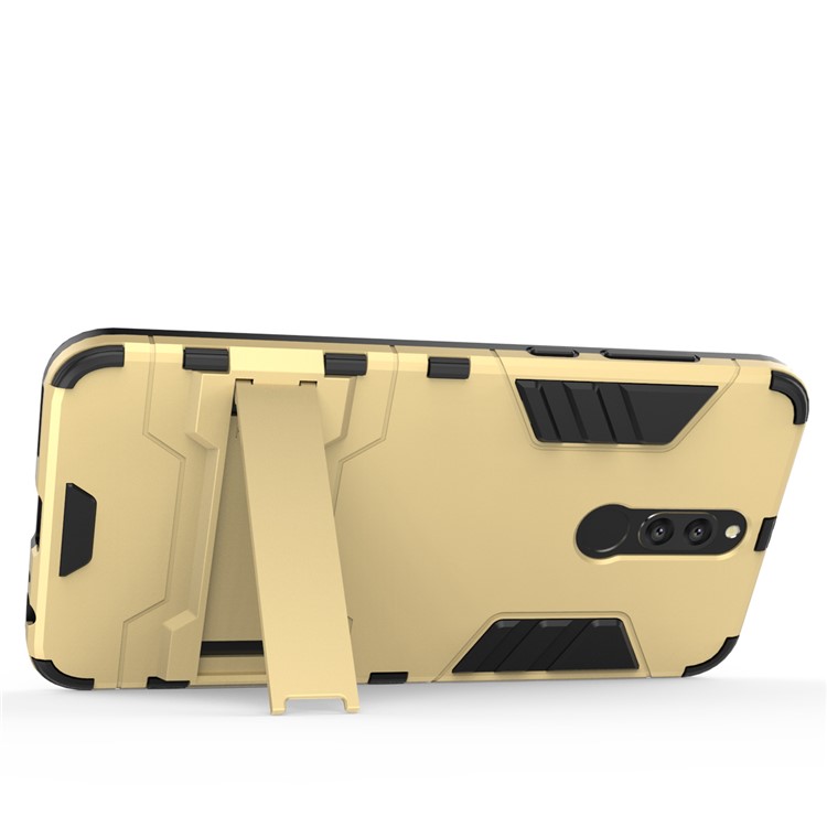 50Pcs Cool Guard Kickstand PC + TPU Combo Back Case for Huawei Mate 10 Lite / nova 2i / Maimang 6 / Honor 9i (India) - Gold-9