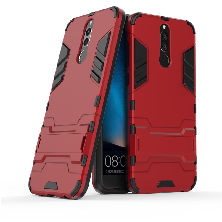 50Pcs Cool Guard Kickstand PC + TPU Combo Back Cover for Huawei Mate 10 Lite / nova 2i / Maimang 6 / Honor 9i (India) - Red-2