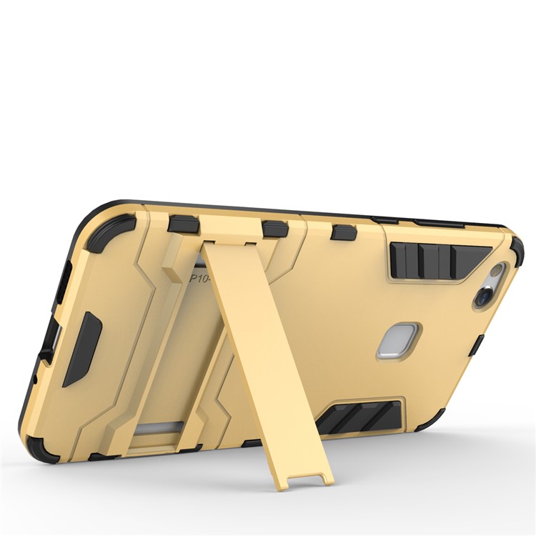 50Pcs/Set Cool Guard Plastic TPU Hybrid Cover with Kickstand for Huawei P10 Lite - Gold-7