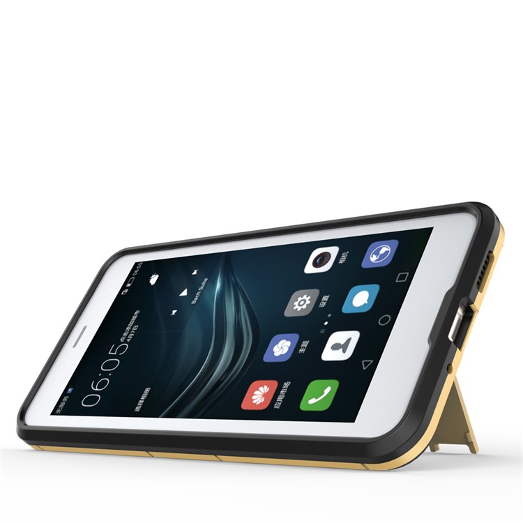 50Pcs/Set Cool Guard Plastic TPU Hybrid Cover with Kickstand for Huawei P10 Lite - Gold-8