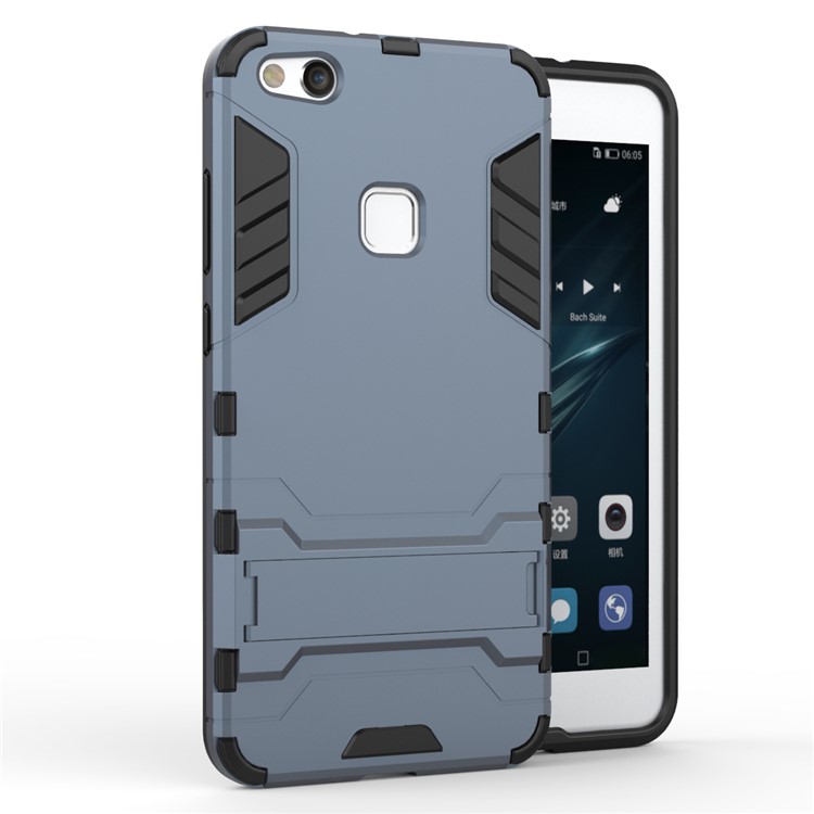 50Pcs/Set Cool Guard Plastic TPU Combo Cover with Kickstand for Huawei P10 Lite - Dark Blue-2