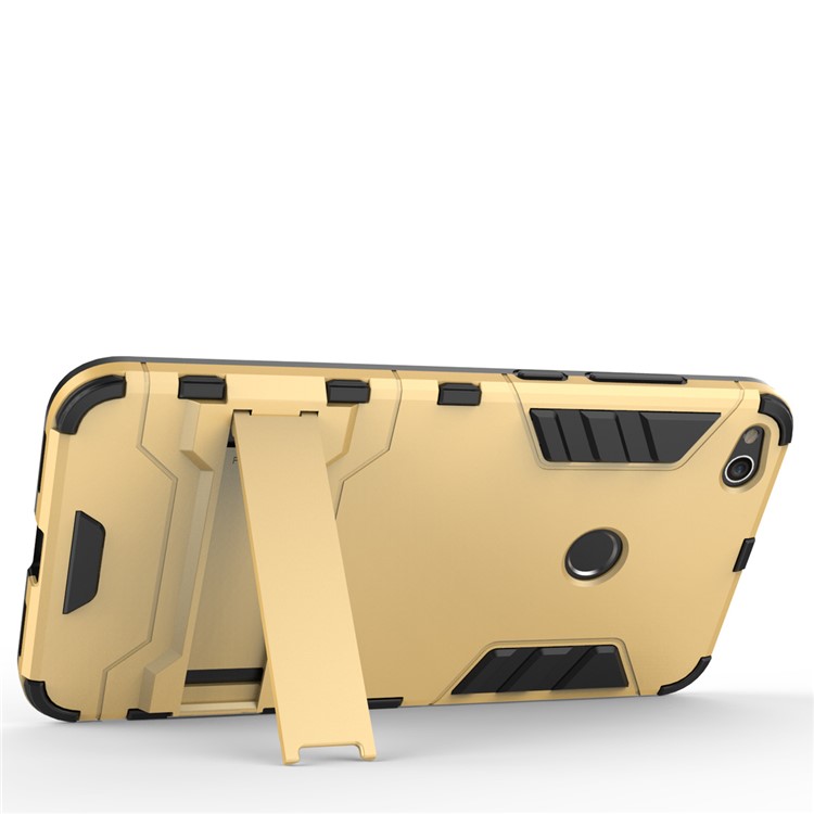50PCS/Lot Plastic + TPU Combo Case with Kickstand for Huawei P8 Lite (2017) / Honor 8 Lite - Gold-9