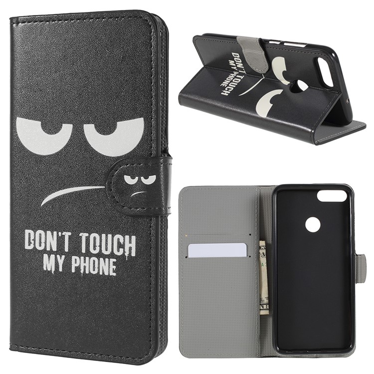 Pattern Printing Wallet Stand Leather Case for Huawei P Smart / Enjoy 7S - Do Not Touch My Phone-1