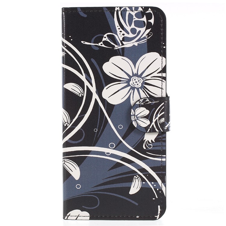 Pattern Printing Wallet Stand Leather Cover for Huawei P Smart / Enjoy 7S - Elegant Flowers-1