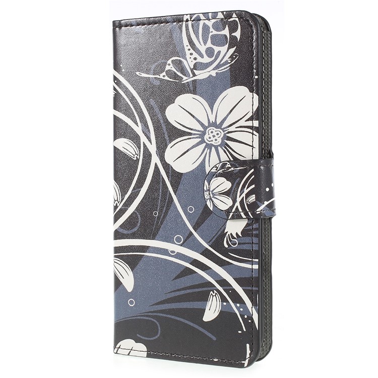 Pattern Printing Wallet Stand Leather Cover for Huawei P Smart / Enjoy 7S - Elegant Flowers-2