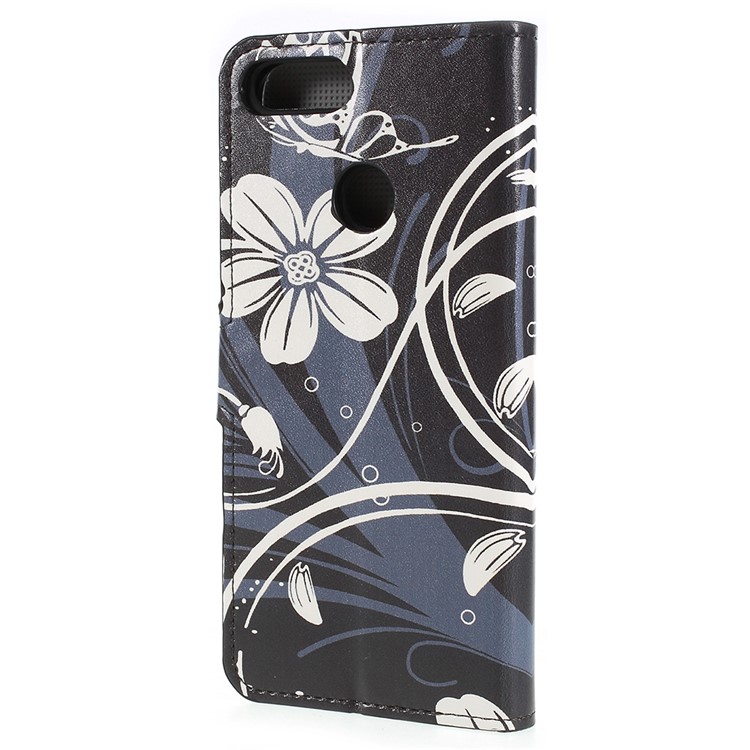 Pattern Printing Wallet Stand Leather Cover for Huawei P Smart / Enjoy 7S - Elegant Flowers-3