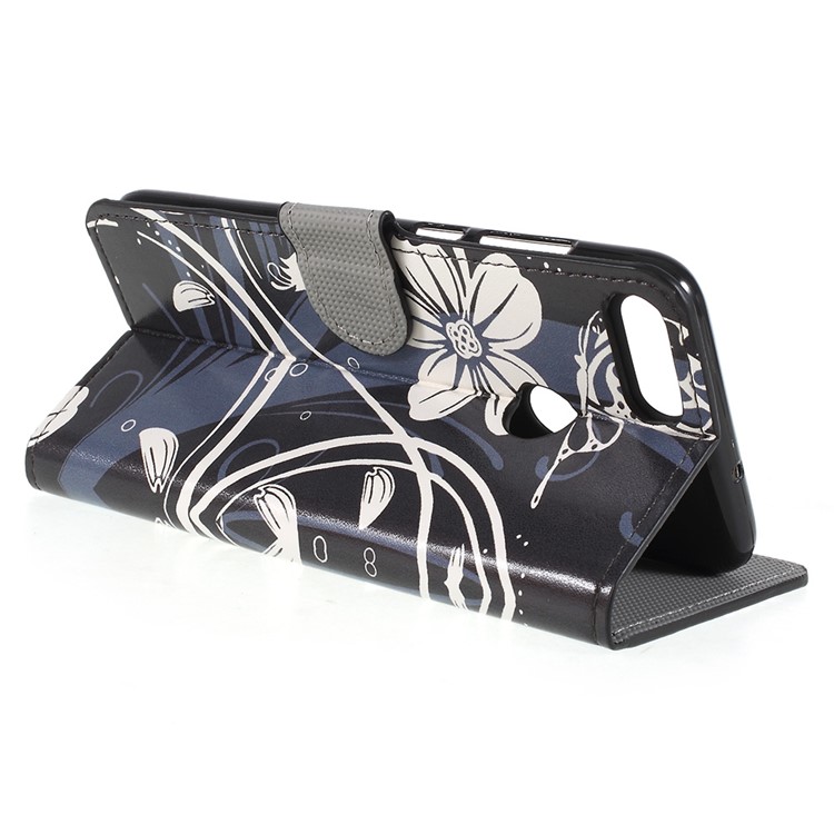 Pattern Printing Wallet Stand Leather Cover for Huawei P Smart / Enjoy 7S - Elegant Flowers-5