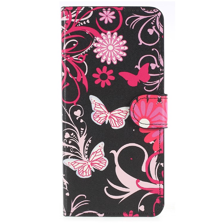 Pattern Printing Wallet Stand Leather Shell for Huawei P Smart / Enjoy 7S - Butterflies and Flowers-1