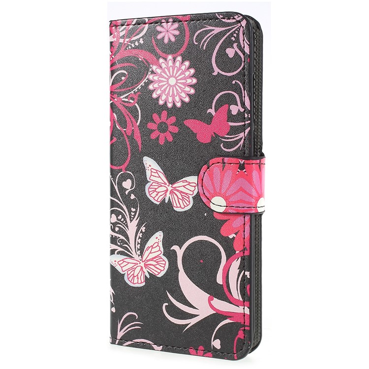 Pattern Printing Wallet Stand Leather Shell for Huawei P Smart / Enjoy 7S - Butterflies and Flowers-2