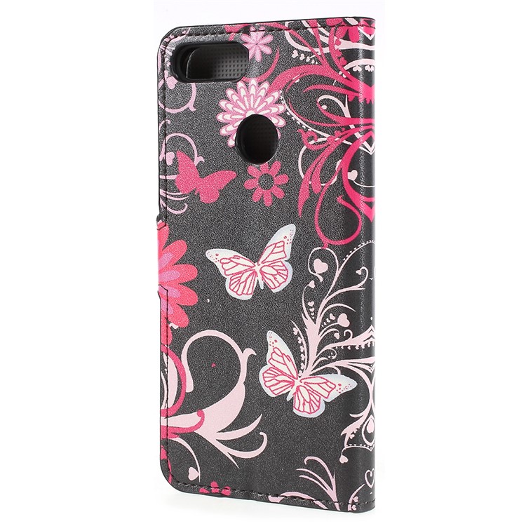 Pattern Printing Wallet Stand Leather Shell for Huawei P Smart / Enjoy 7S - Butterflies and Flowers-3