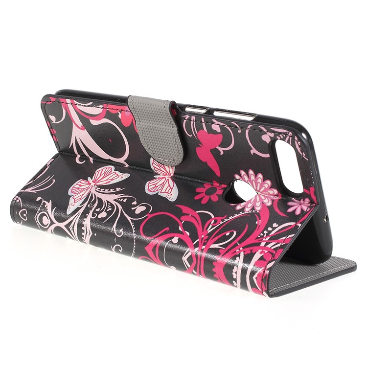 Pattern Printing Wallet Stand Leather Shell for Huawei P Smart / Enjoy 7S - Butterflies and Flowers-5