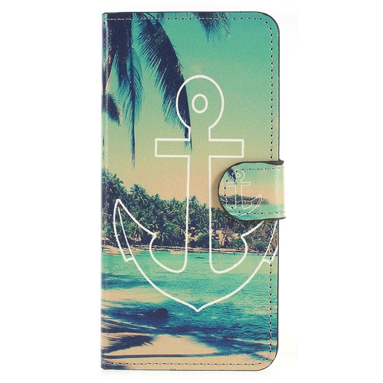 Pattern Printing Stand Leather Wallet Mobile Case for Huawei P Smart / Enjoy 7S - Anchor Pattern-1