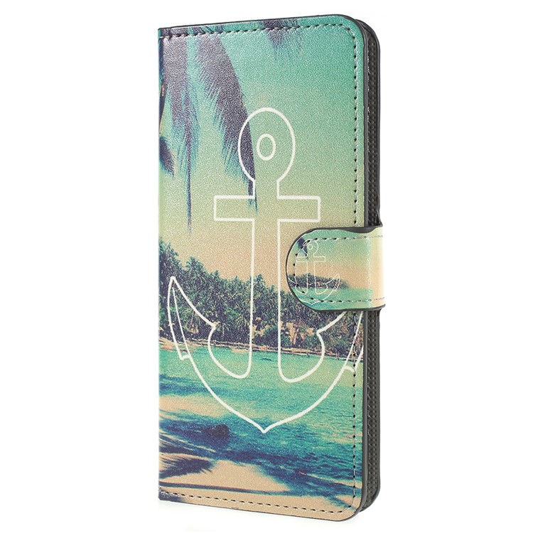 Pattern Printing Stand Leather Wallet Mobile Case for Huawei P Smart / Enjoy 7S - Anchor Pattern-2