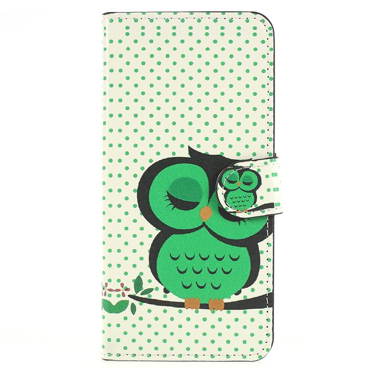 Pattern Printing Wallet Leather Protection Phone Casing for Huawei P Smart / Enjoy 7S - Sleeping Owl on the Branch-1