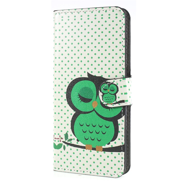 Pattern Printing Wallet Leather Protection Phone Casing for Huawei P Smart / Enjoy 7S - Sleeping Owl on the Branch-2